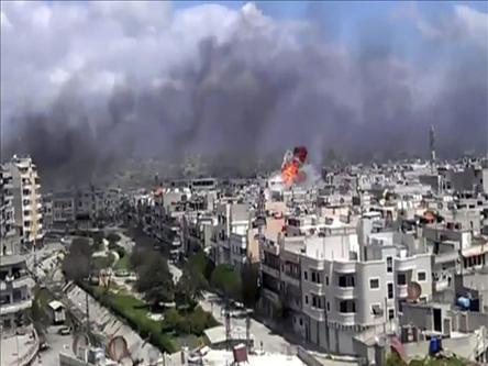  Силы Асада провели бомбардировку района Дума в Дамаске